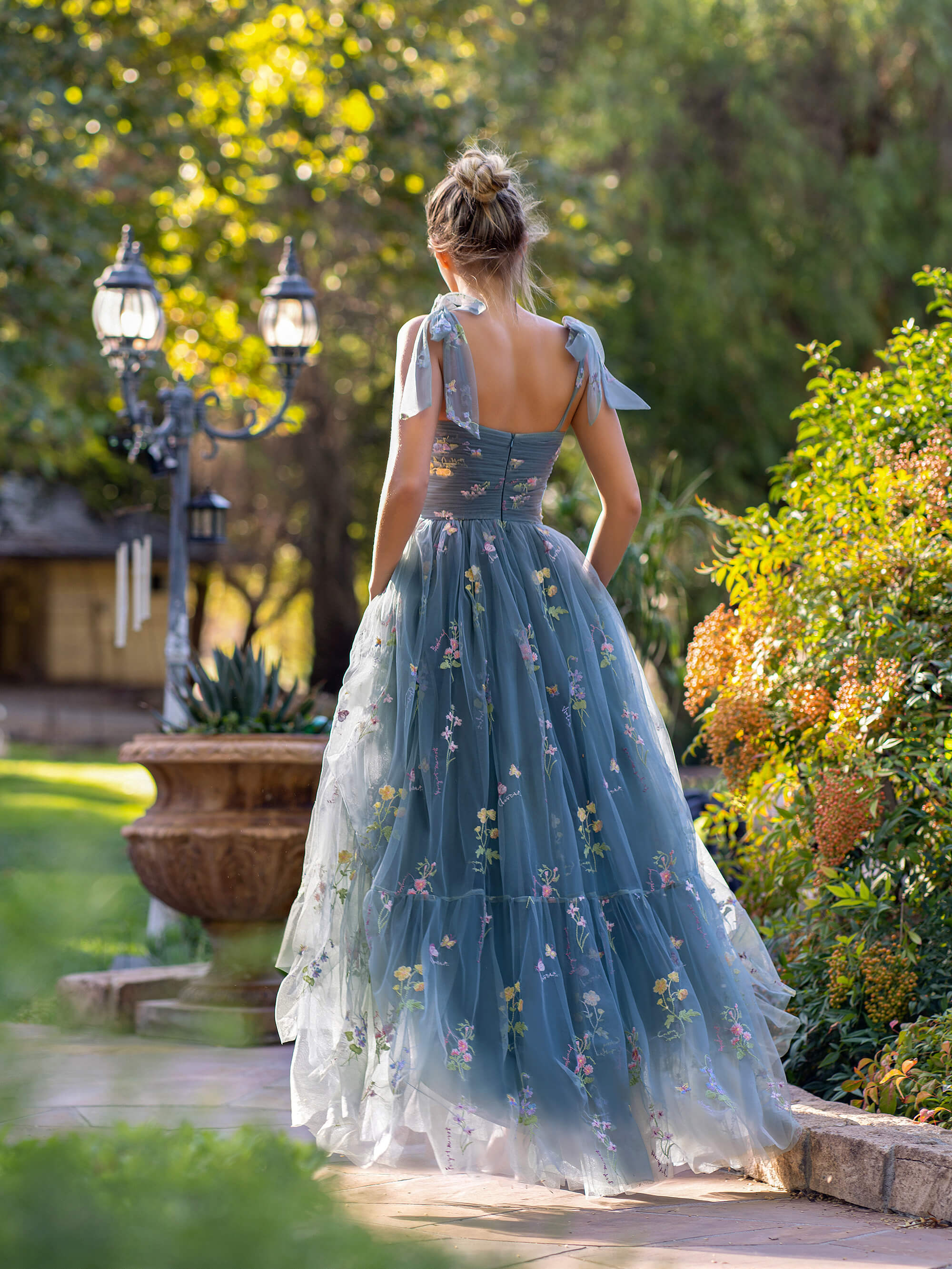 embroidered prom dress